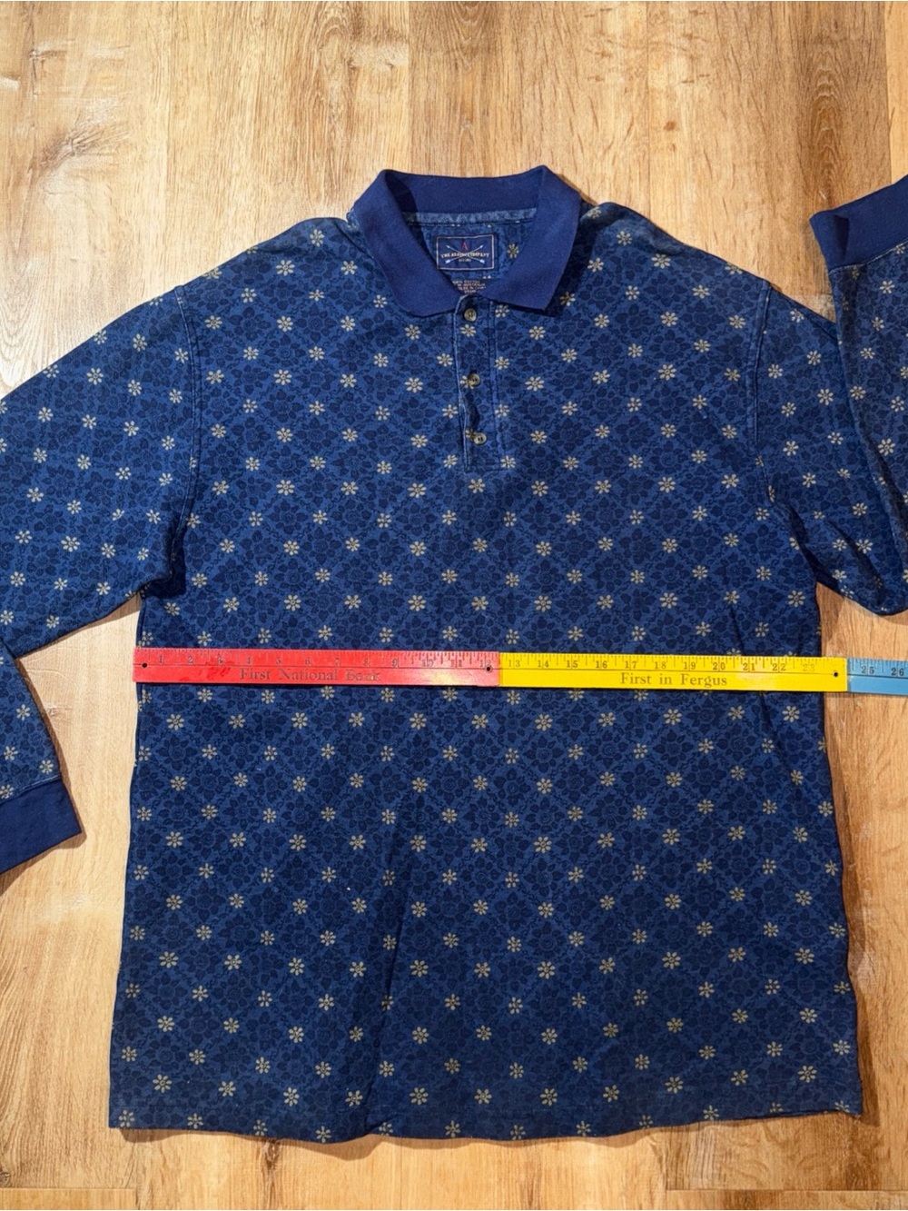 VTG Arrow Company Men’s 90’s Style All Print Long Sleeve Polo Floral Shirt sz L